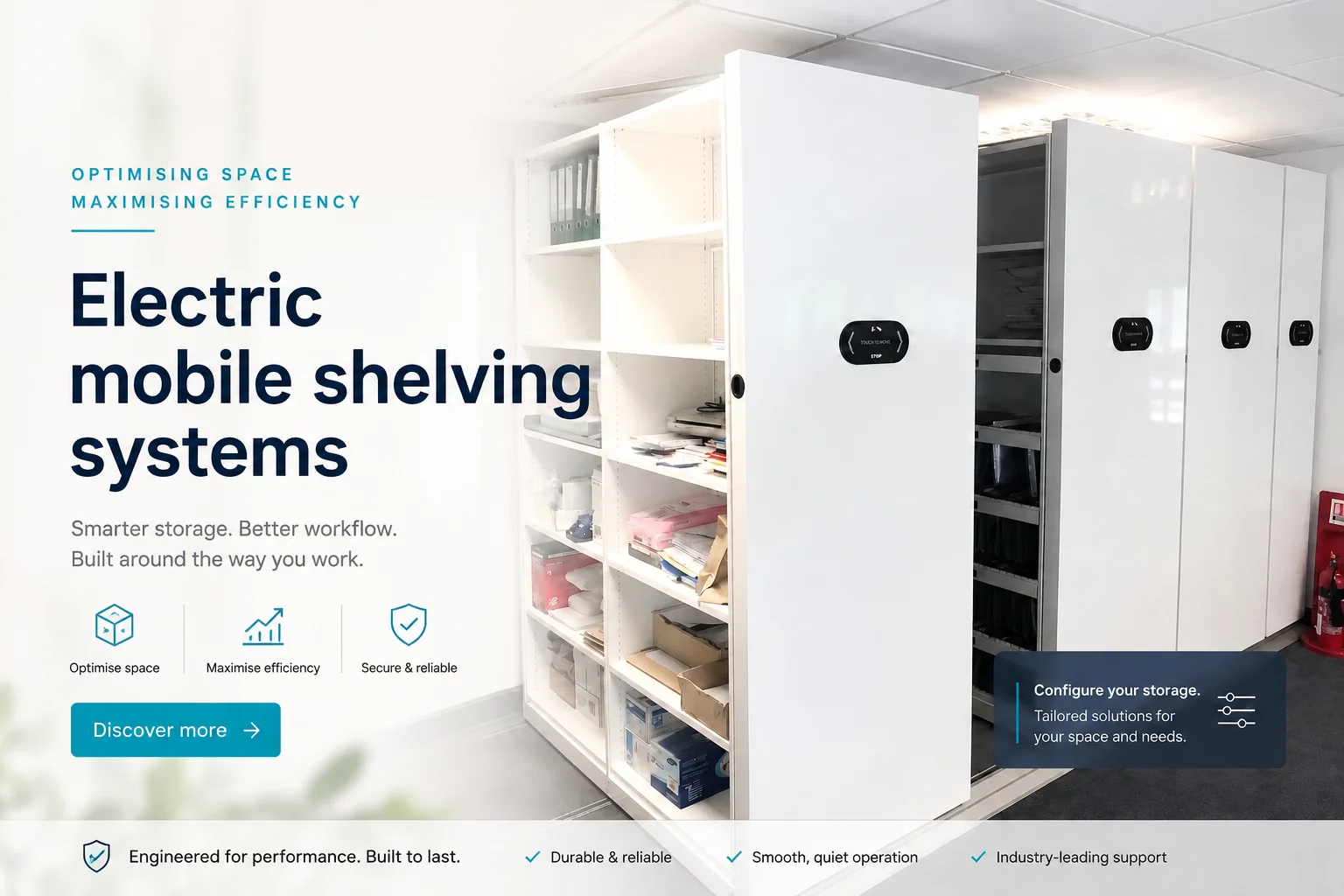 Electric mobile shelving system — optimising space, maximising efficiency